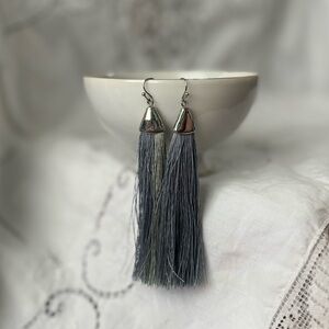 Blue thread earrings